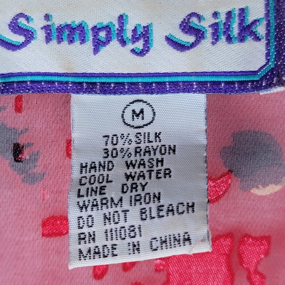 Simply Silk Cardigan Kimono 3/4 Sleeve Crop Open Front Red Black Floral Art - Picture 5 of 10